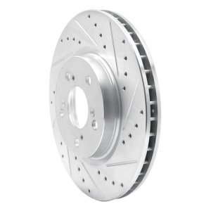 Acura RL Brake Rotor (1) - Front Right - R1 Concepts - Drilled & Slotted - Silver - `05-`12